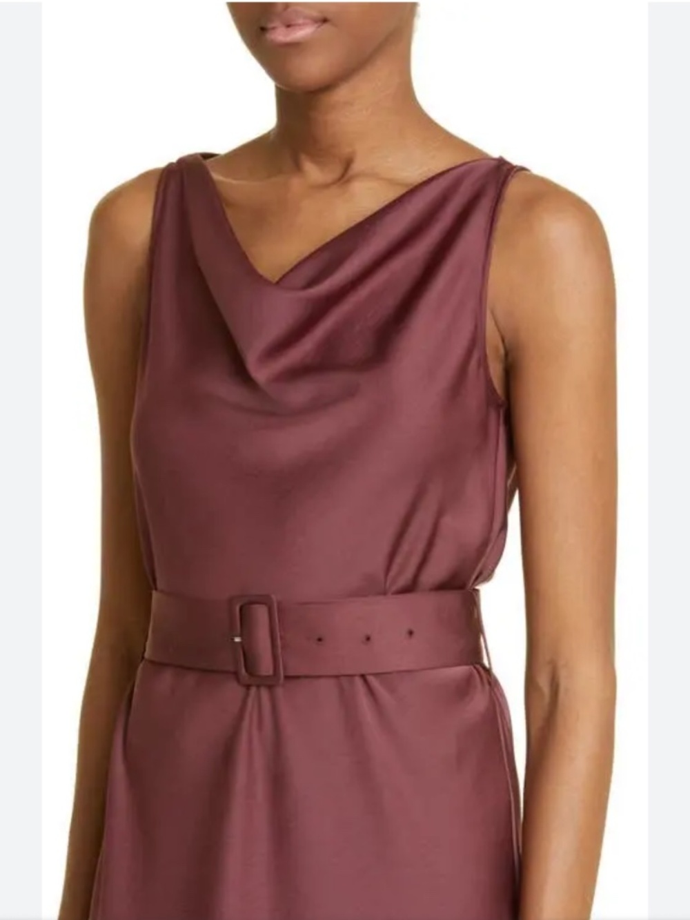 Women's Belted Sleeveless Satin Dress LAPOINTE - Picture 7 of 7